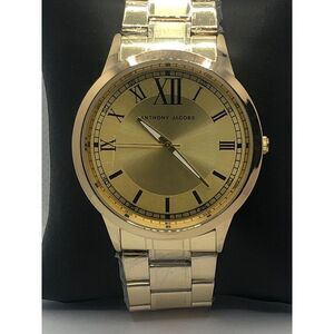 Anthony Jacobs Unisex Stainless Steel Analog Gold Dial Quartz Genuine Watch OP15